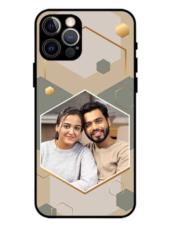 Custom iPhone 12 Pro Custom Metal Phone Case - Stylish Hexagon Pattern Design