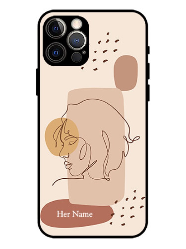 Custom iPhone 12 Pro Custom Metal Phone Case - Calm Woman Line Art Design