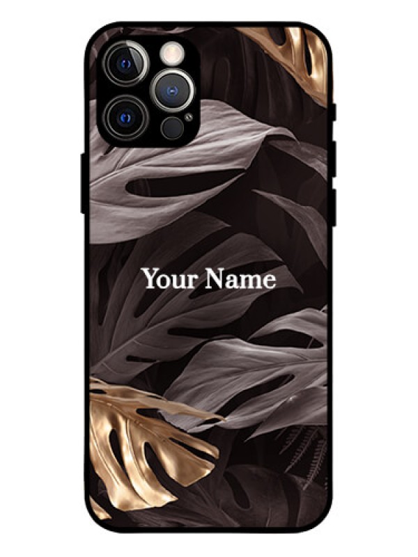 Custom iPhone 12 Pro Custom Metal Phone Case - Wild Leaves Digital Paint Design