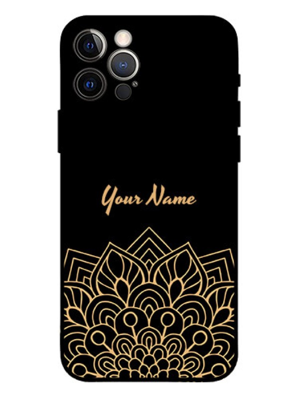 Custom iPhone 12 Pro Custom Metal Phone Case - Golden Mandala Design