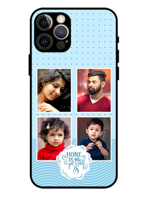 Custom iPhone 12 Pro Custom Metal Phone Case - Cute Love Quote With 4 Pic Upload Design