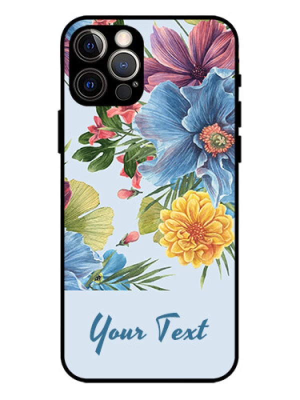 Custom iPhone 12 Pro Custom Metal Phone Case - Stunning Watercolored Flowers Painting Design