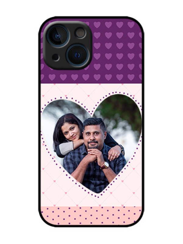 Custom iPhone 13 Mini Custom Metal Phone Case - Violet Love Dots Design
