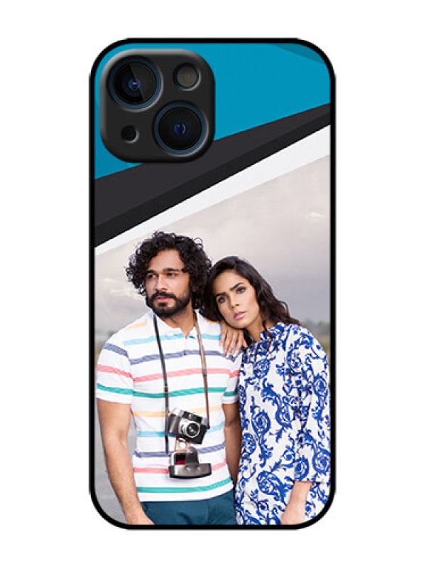 Custom iPhone 13 Mini Custom Metal Phone Case - Simple Pattern Photo Upload Design