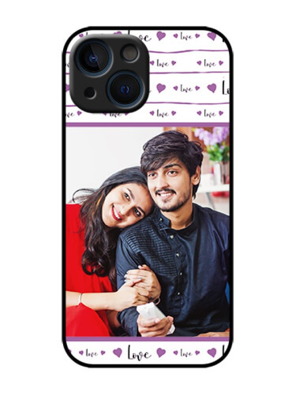 Custom iPhone 13 Mini Custom Metal Phone Case - Couples Heart Design