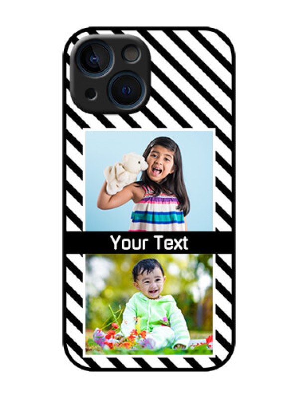 Custom iPhone 13 Mini Custom Metal Phone Case - Black And White Stripes Design