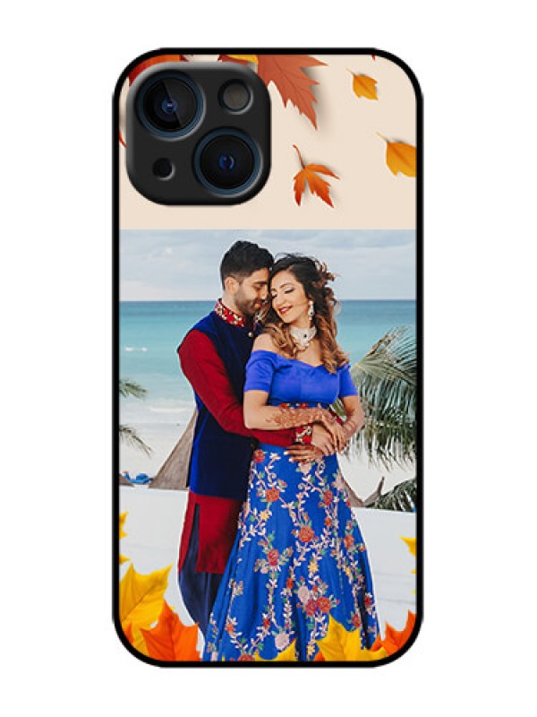 Custom iPhone 13 Mini Custom Metal Phone Case - Autumn Maple Leaves Design