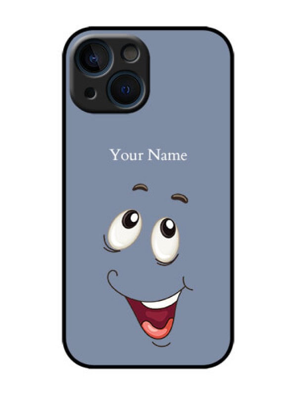 Custom iPhone 13 Mini Custom Metal Phone Case - Laughing Cartoon Face Design
