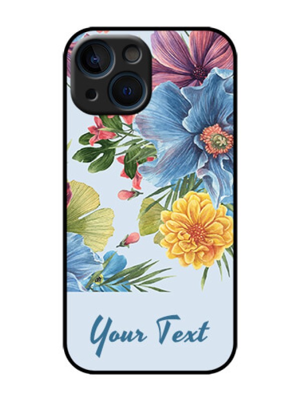 Custom iPhone 13 Mini Custom Metal Phone Case - Stunning Watercolored Flowers Painting Design