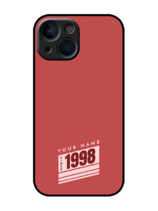 Custom iPhone 13 Mini Custom Metal Phone Case - Red Custom Year Of Birth Design