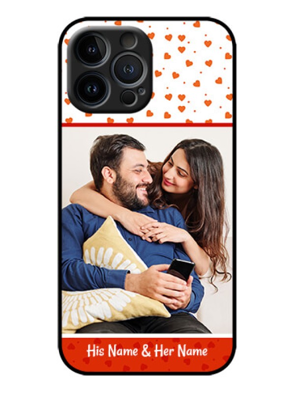 Custom iPhone 13 Pro Max Custom Metal Phone Case - Orange Love Symbol Design