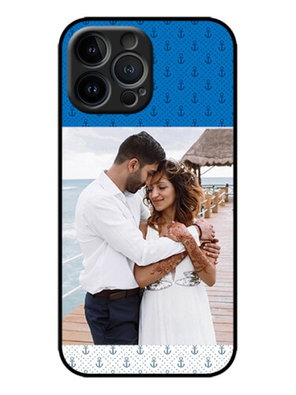 Custom iPhone 13 Pro Max Custom Metal Phone Case - Blue Anchors Design