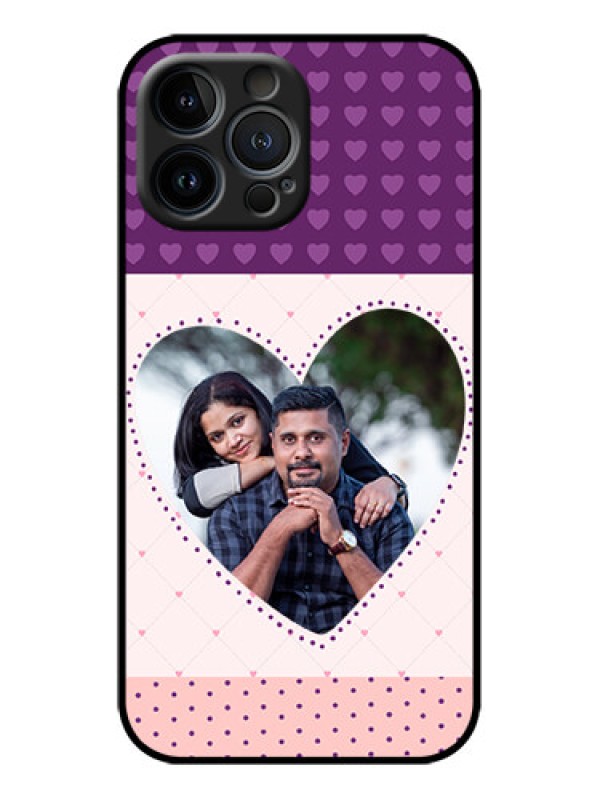 Custom iPhone 13 Pro Max Custom Metal Phone Case - Violet Love Dots Design