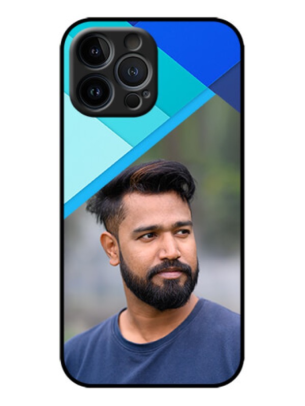 Custom iPhone 13 Pro Max Custom Metal Phone Case - Blue Pattern Design