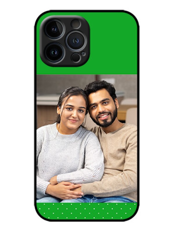 Custom iPhone 13 Pro Max Custom Metal Phone Case - Green Pattern Design
