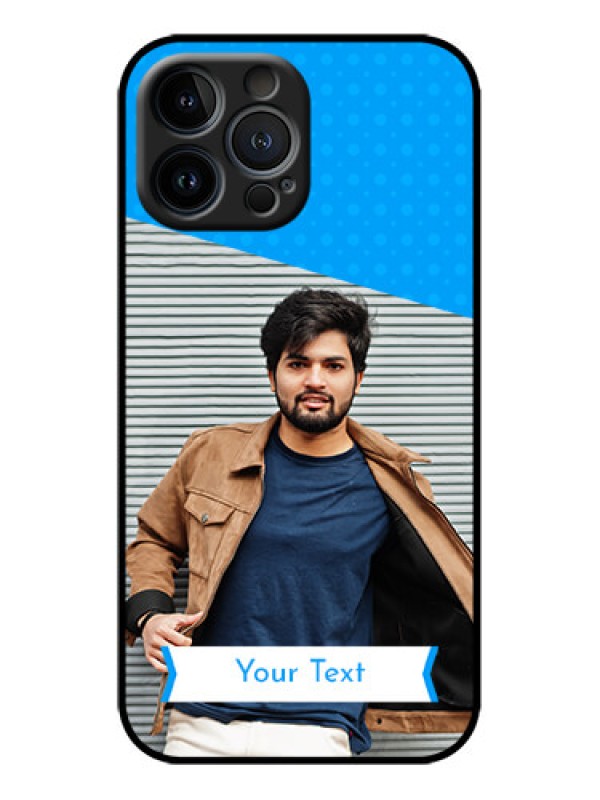 Custom iPhone 13 Pro Max Custom Metal Phone Case - Simple Blue Color Design