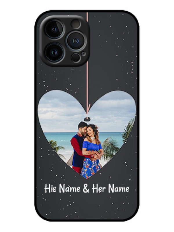 Custom iPhone 13 Pro Max Custom Metal Phone Case - Hanging Heart Design