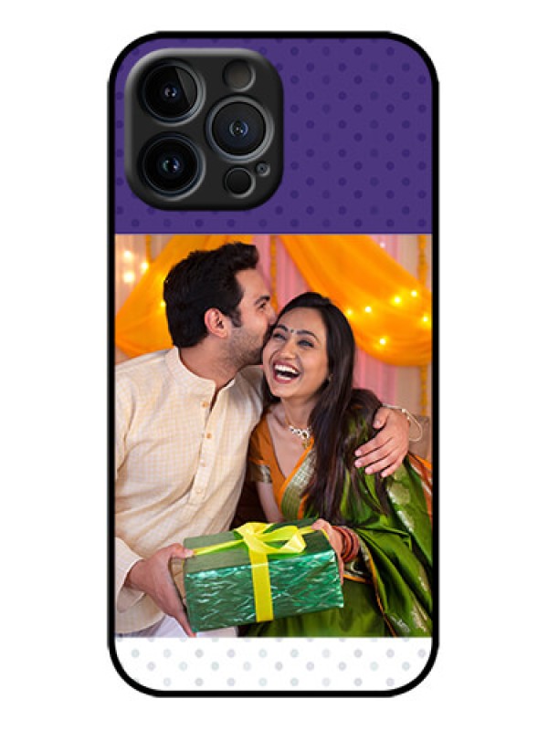 Custom iPhone 13 Pro Max Custom Metal Phone Case - Violet Colored Pattern Design