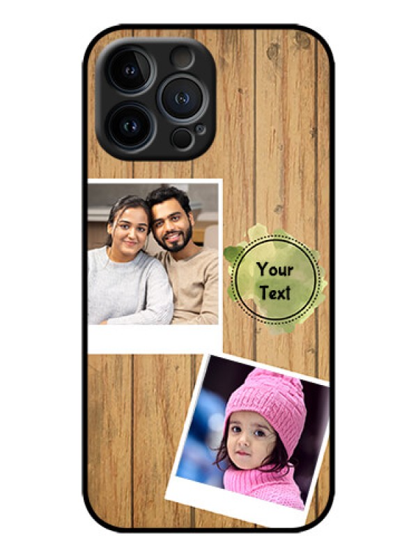 Custom iPhone 13 Pro Max Custom Metal Phone Case - Wooden Texture Design