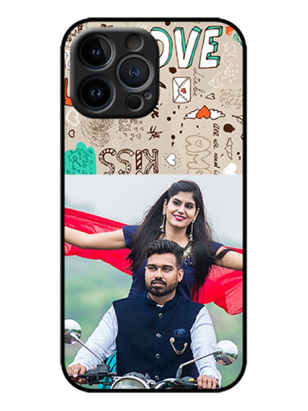 Custom iPhone 13 Pro Max Custom Metal Phone Case - Love Doodle Pattern