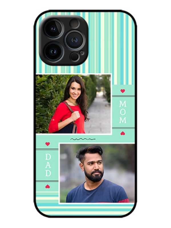 Custom iPhone 13 Pro Max Custom Metal Phone Case - Mom and Dad Pic Design