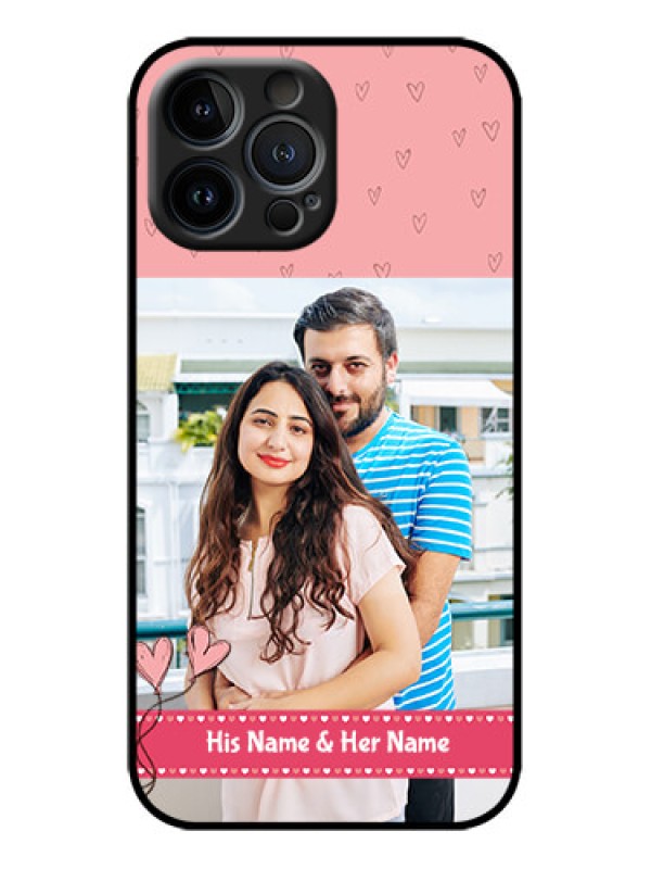 Custom iPhone 13 Pro Max Custom Metal Phone Case - Love Design Peach Color