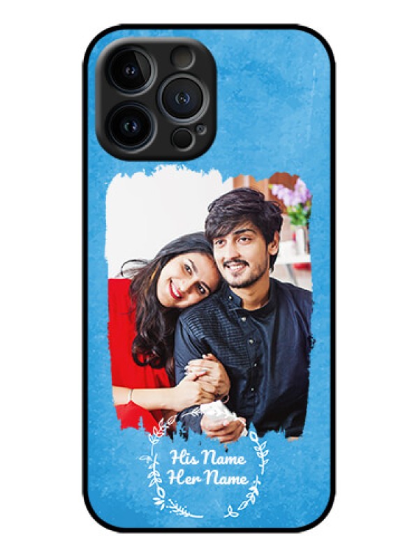 Custom iPhone 13 Pro Max Custom Metal Phone Case - Blue Color Vintage Design
