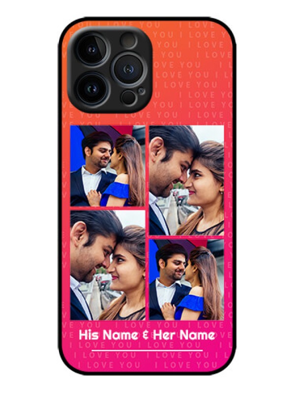 Custom iPhone 13 Pro Max Custom Metal Phone Case - I Love You Pink Design