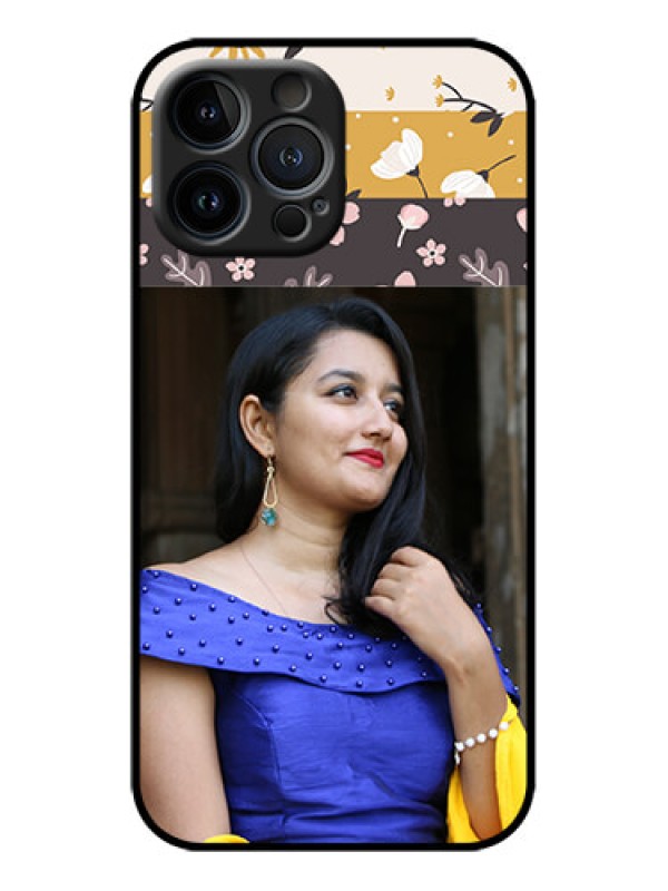 Custom iPhone 13 Pro Max Custom Metal Phone Case - Stylish Floral Design