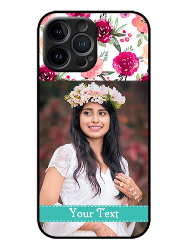 Custom iPhone 13 Pro Max Custom Metal Phone Case - Water Colors Floral Design