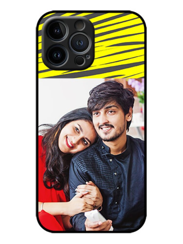 Custom iPhone 13 Pro Max Custom Metal Phone Case - Yellow Abstract Design