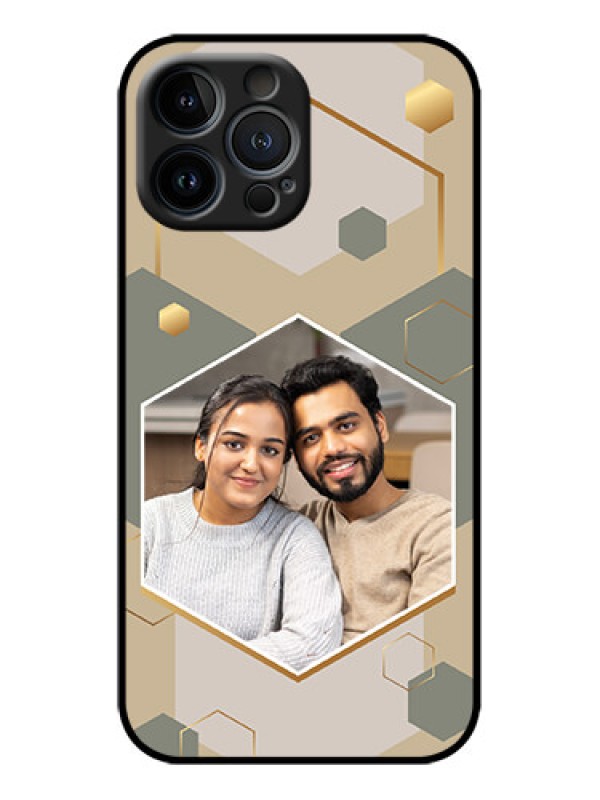 Custom iPhone 13 Pro Max Custom Metal Phone Case - Stylish Hexagon Pattern Design