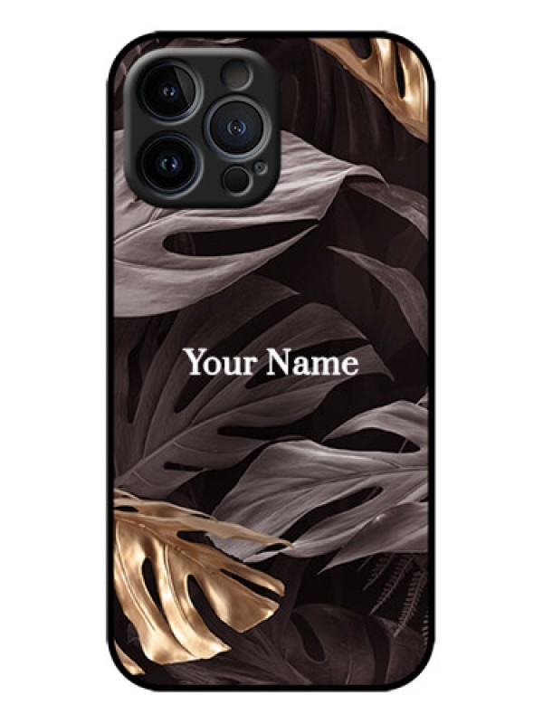 Custom iPhone 13 Pro Max Custom Metal Phone Case - Wild Leaves Digital Paint Design
