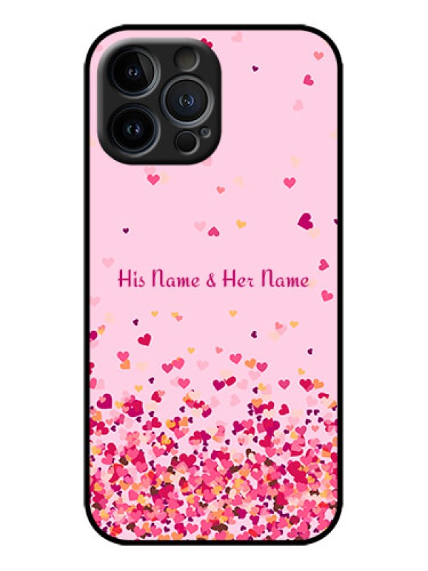 Custom iPhone 13 Pro Max Custom Metal Phone Case - Floating Hearts Design