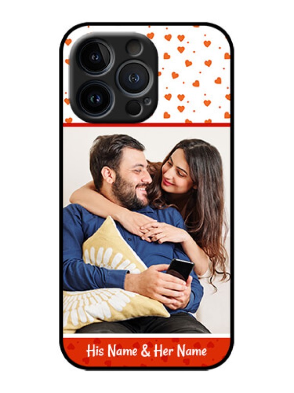 Custom iPhone 13 Pro Custom Metal Phone Case - Orange Love Symbol Design