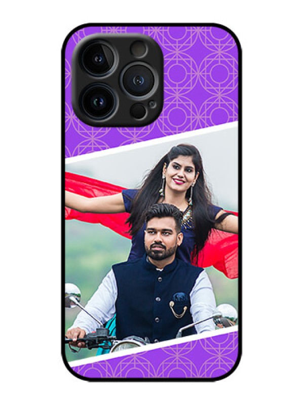 Custom iPhone 13 Pro Custom Metal Phone Case - Violet Color Pattern Design