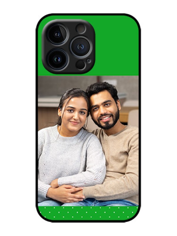 Custom iPhone 13 Pro Custom Metal Phone Case - Green Pattern Design
