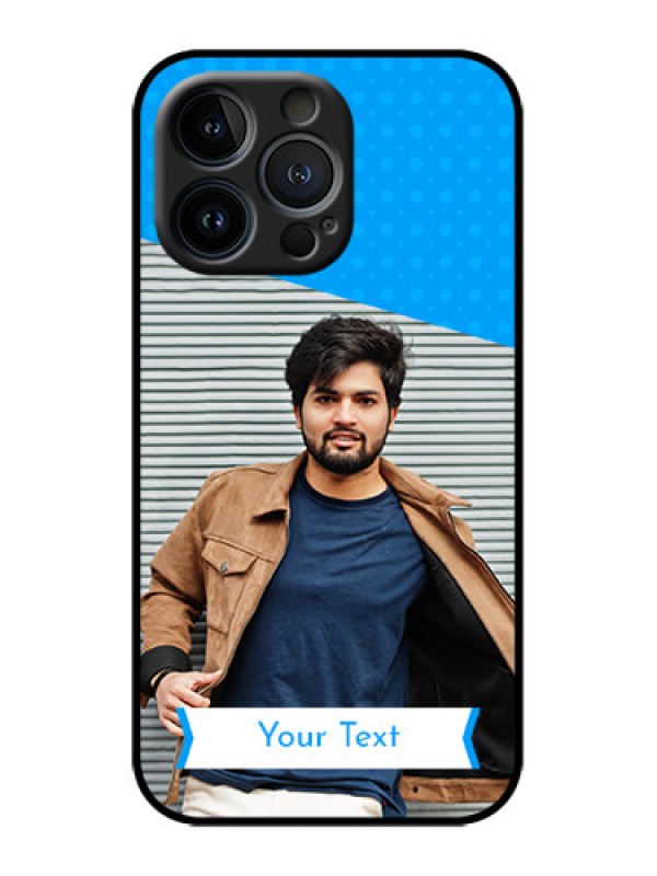 Custom iPhone 13 Pro Custom Metal Phone Case - Simple Blue Color Design