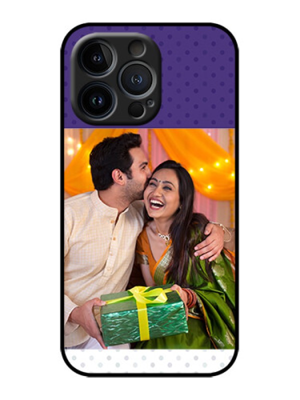 Custom iPhone 13 Pro Custom Metal Phone Case - Violet Colored Pattern Design
