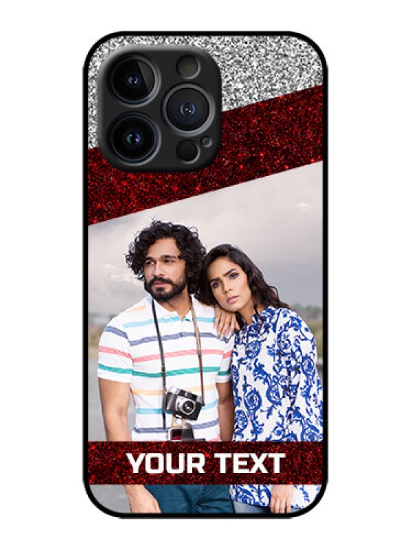 Custom iPhone 13 Pro Custom Metal Phone Case - Image Holder With Glitter Strip Design