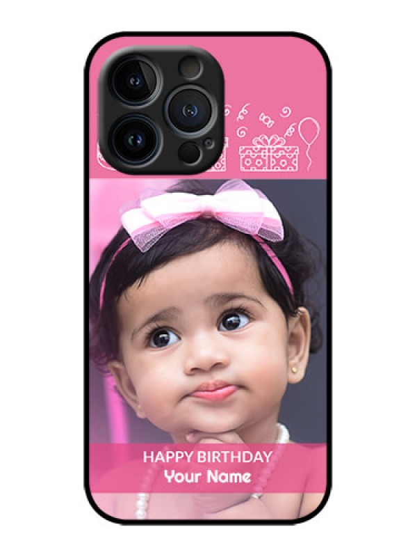 Custom iPhone 13 Pro Custom Metal Phone Case - With Birthday Line Art Design