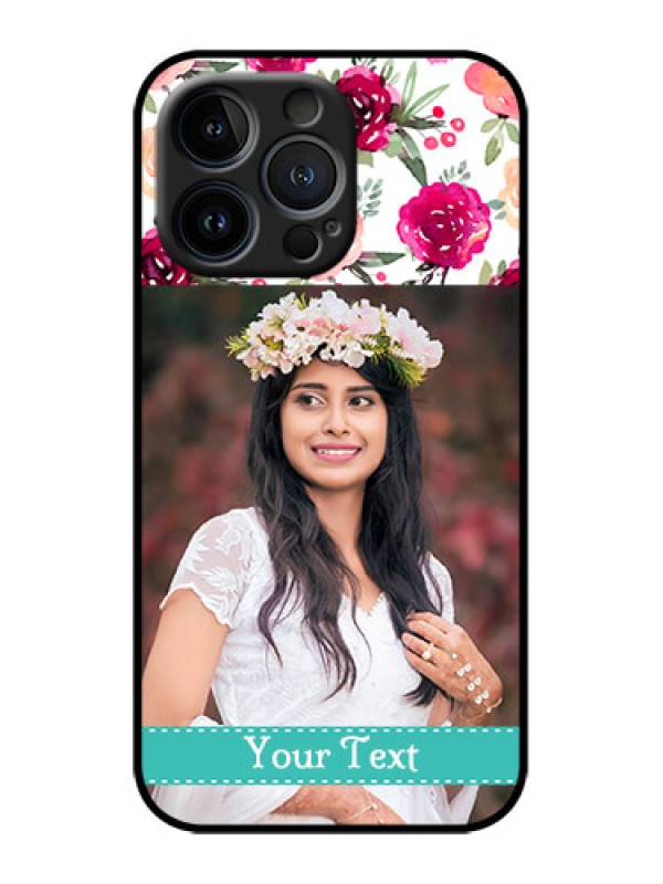 Custom iPhone 13 Pro Custom Metal Phone Case - Water Colors Floral Design