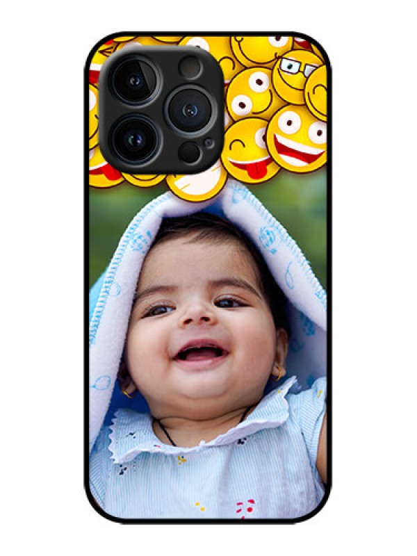 Custom iPhone 13 Pro Custom Metal Phone Case - With Smiley Emoji Design