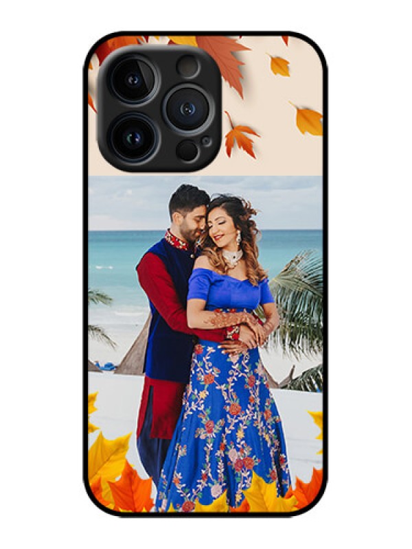Custom iPhone 13 Pro Custom Metal Phone Case - Autumn Maple Leaves Design