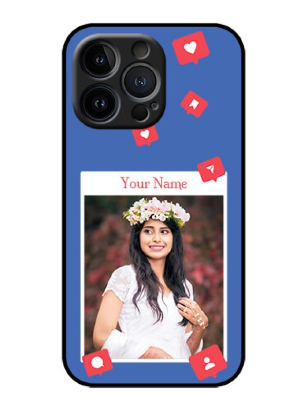 Custom iPhone 13 Pro Custom Metal Phone Case - Like Share And Comment Design
