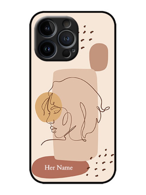 Custom iPhone 13 Pro Custom Metal Phone Case - Calm Woman Line Art Design