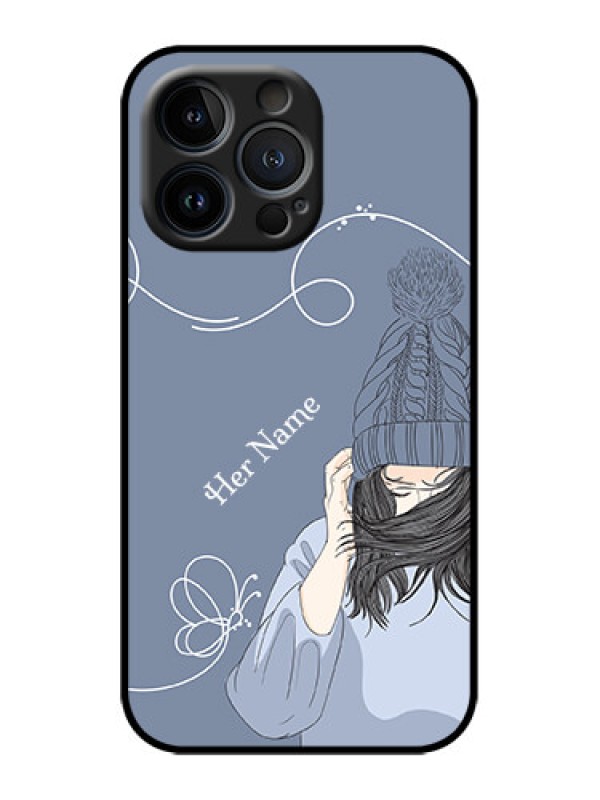 Custom iPhone 13 Pro Custom Metal Phone Case - Girl In Winter Outfit Design