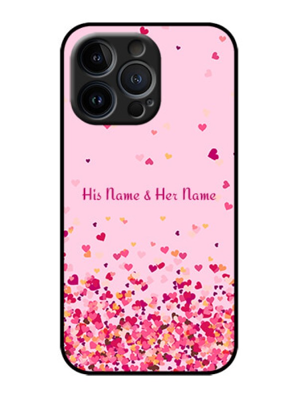 Custom iPhone 13 Pro Custom Metal Phone Case - Floating Hearts Design