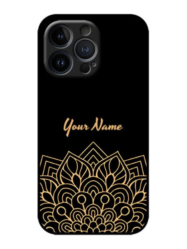 Custom iPhone 13 Pro Custom Metal Phone Case - Golden Mandala Design