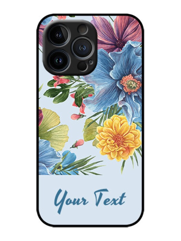 Custom iPhone 13 Pro Custom Metal Phone Case - Stunning Watercolored Flowers Painting Design